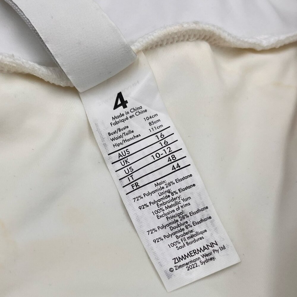 🆕 ZIMMERMANN 🧿 BNWOT White Jeannie Scallop Tiered Bikini - Size 4 - US 12 - Picture 12 of 16